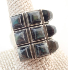 Vintage David Andersen D-A Signed Norway BIG Modernist Labradorite Sterling Ring