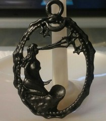MaryBee Jewelry: 2 1/4″ Handpainted Black Fantasy Nude Pendant 12-01-2020 (A)