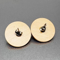 Vtg PETER CHATWIN British Modernist Contemporary WOOD EARRINGS Sterling 1980 #2