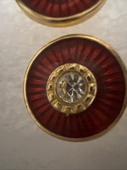 Metropolitan Museum If Art Red Enamel And CZ Pierced Earrings