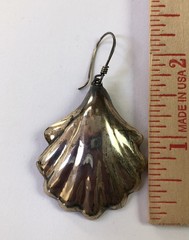 Vintage TAXCO TE-05 Sterling Silver Mexico Large 2.25″ Seashell Dangle Earrings