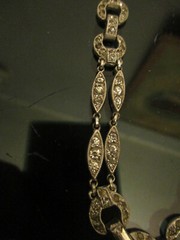 HTF Antique Edwardian Art Deco Pave Rhinestone Silver Tone Drop Pendant Necklace