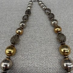 Vintage Necklace Metallic Tone Beads Adjustable Length Faceted Lucite 19 Inches
