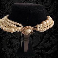 Vintage Carolee Six Strand Faux Pearl Necklace Box Clasp Signed 16” Excellent