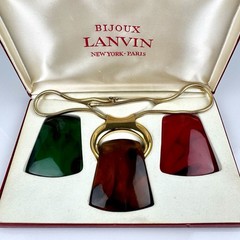 1970’s LANVIN Bijoux Paris “KEIRA” Interchangeable Lucite Pendant Necklace Set