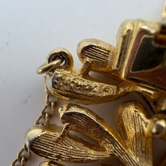 Vintage Signed Francois for Corocraft Gold Tone Leaf Link Bracelet Wide MCM