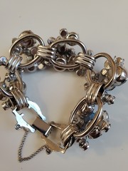 Vtg Juliana 5 Link Bracelet D&E Royal & Baby Blue Rhinestone Silver Tone Safety
