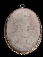 Cameo Gold-Stone Brooch 10K Yellow Gold 8.3dwt (MP1042620)