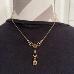 Antique 15K Gold Filigree Lavaliere Y Necklace Seed Pearls 9 Grams Stamp 15C