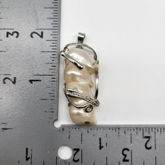 Stunning Baroque Pearl White gold plated Pendant Modernist whimsical bold