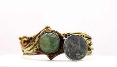 Vintage Mixed Metals Flourite Cabochon Cuff Bracelet