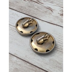 Vintage Clip On Earrings – 1 & 1/8″ Blue Large Circle – Paint Chipping