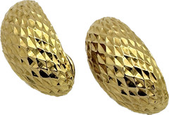 14K TEXTURED GOLD Omega Back Earrings | 9 grams