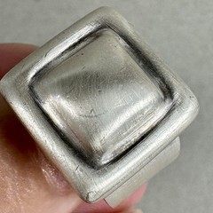 Vintage Sterling Silver 925 Oxidized Modernist Square Domed Wide Ring Size 7.5