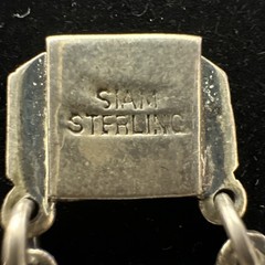 Vintage Siam Sterling Silver White Enamel Dancer Panel Bracelet 32g
