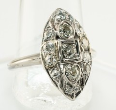 Diamond Ring Palladium Old Mine Art Deco Vintage .88ct TDW