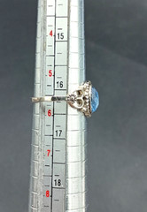 Vintage Lt Blue Faceted Crystal Gem Silver Tone Cocktail Ring Costume Size 5.5