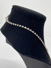Antique Art Deco Silver Tone Multi Layer Rhinestone Collar Statement Necklace