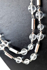 Silver/Acrylic beaded long wired Necklace 60″