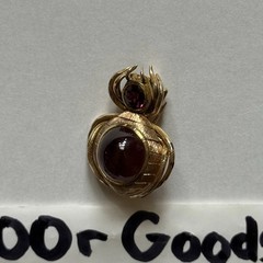 Vintage 14K Yellow Gold Rhodolite Garnet Spider Beetle Insect Brooch Pendant