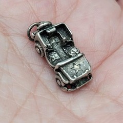 VINTAGE Sterling WWII MILITARY JEEP Silver Bracelet Charm 3/4″