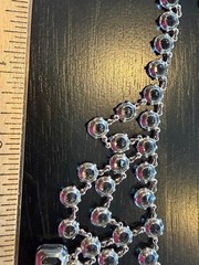 Vtg Open Back Crystal Clear Festoon Necklace Bezel Tier Tiered Set Drop 15.5”