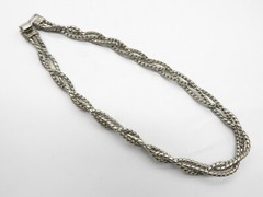 Signed Coro Pegasus Silver Tone Metal Braided Choker Necklace Vintage