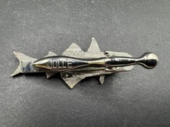 Vintage JOLLE Signed Trout Fish Tie Bar Clip Silver Tone 45mm