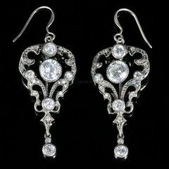 Lab Created Diamond Old European Cut Edwardian Wedding 925 Silver Gift Earrings
