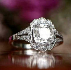 White Diamond 3.30 Ct Art Deco Vintage Wedding Ring 925 Sterling Silver