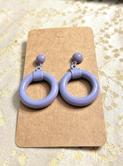Retro Vintage Purple Drop Dangle Circle Hoop Stud Earrings 1.5 Inch