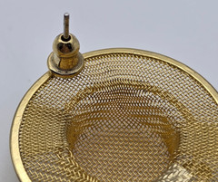 Vintage Gold Tone Mesh Hat Earrings Floral Bow Figural Stud 30mm