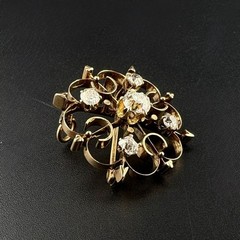 1860’s ROSE CUT DIAMOND PIN/ PENDANT – 1CTW – 14K YELLOW GOLD – VS1 G-H