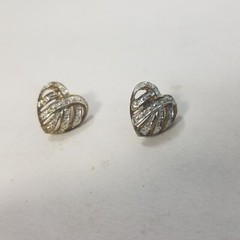 Vintage Ribbon Heart Stud Earrings