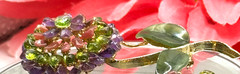Vtg RARE 3 Pc Demi-Parure Set Designer Edward Swoboda Gemstone Brooch/Earrings
