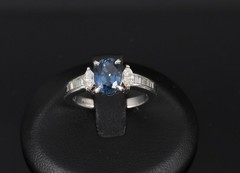 Fine 1.97ct GIA Certified Blue Sapphire & 0.50ct Diamond Platinum Ring Size 6.5