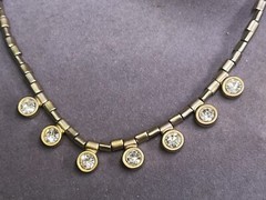 Vintage Silver Tone Necklace W Hanging Rhinestones ;Adjustable Length