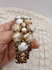 Verified Juliana Delizza And Elster Copper Fluss Milk Glass Clamper Bracelet