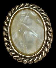 Lot Of 2 Vintage W. Germany Scarf Clips~AB Glass & Ivory Resin~1960s