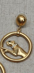 Rare Jackie Collins Brushed Goldtone Panther Earrings