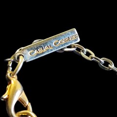 Casual Corner Purple Glass Bar Filigree Station Chain Necklace 32in Gold Tone