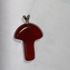 Pendant Mushroom Red Carnelian 14k Gold Vintage Unused