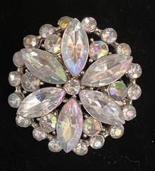 VTG Brooch Aurora Borealis Crystal Rhinestones Starburst Flower statement