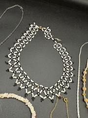 Lot of Five Vintage Necklaces Boho Beaded Wood Serpentine Prehnite Seed Beads