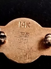 Vintage 14kt Solid Gold w/ Black Enamel Russian Lapel Pin 1.8 grams Helmet Star