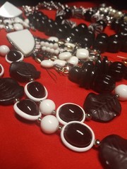 Vintage To Modern Black & White Jewelry Lot Plastic Metal Glass