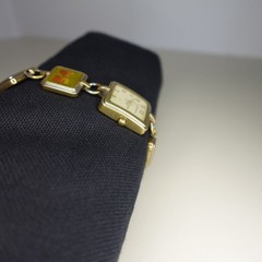 Vintage Fossil Charm Bracelet Watch with Pineapple and Ladybug Charms