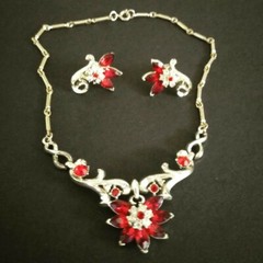 Vintage Signed Coro Costume Jewelry Adolf Katz Necklace and Earrings