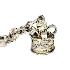 Antique European Silver Charm Bracelet – Cuckoo Clock Crown – 7.5″ – 9.86 Grams