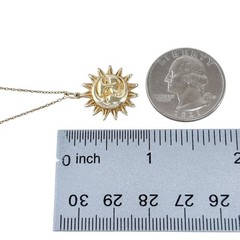 Vintage Gold-Tone Sterling Silver 925 Sun Face Pendant Necklace 16″-18″